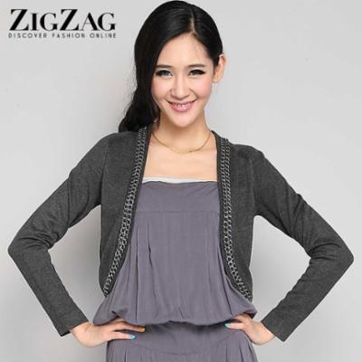 ZIGZAG 欧美风 金属链条装饰<em>小披肩</em> 短款<em>开衫</em>
