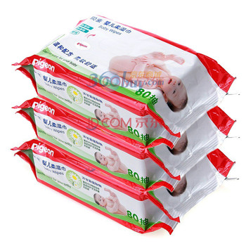 京东自营贝亲(Pigeon)婴儿柔湿巾80片装(3包)
