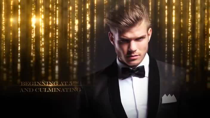 金色粒子帘幕企业年会活动背景颁奖典礼节日晚会栏目包装ae模板