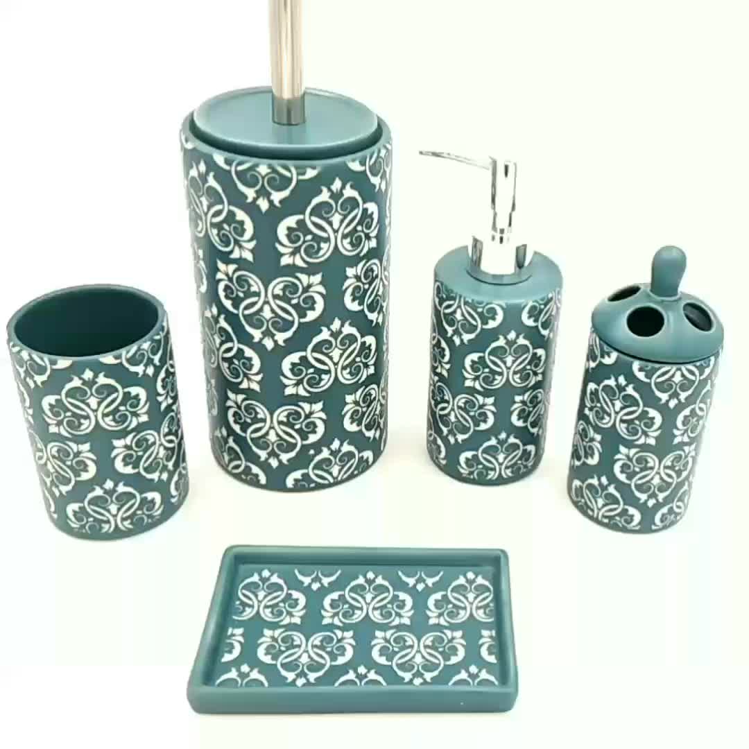 Set Of 5 Sand Blast Black Ceramic Bathroom Set For Hotel Buy Bathroom