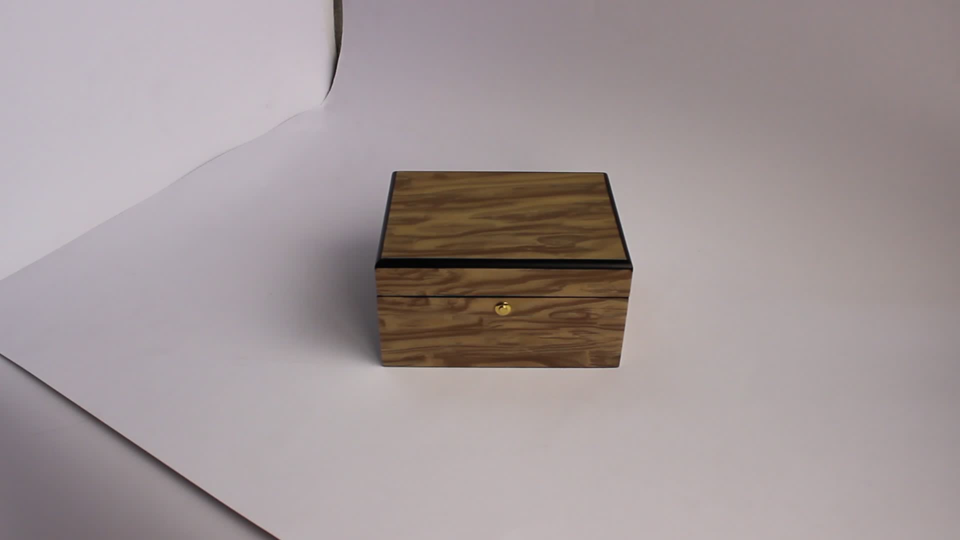 Elegant Custom Logo Led Light Wooden Watch Box With Marble Texture Wood