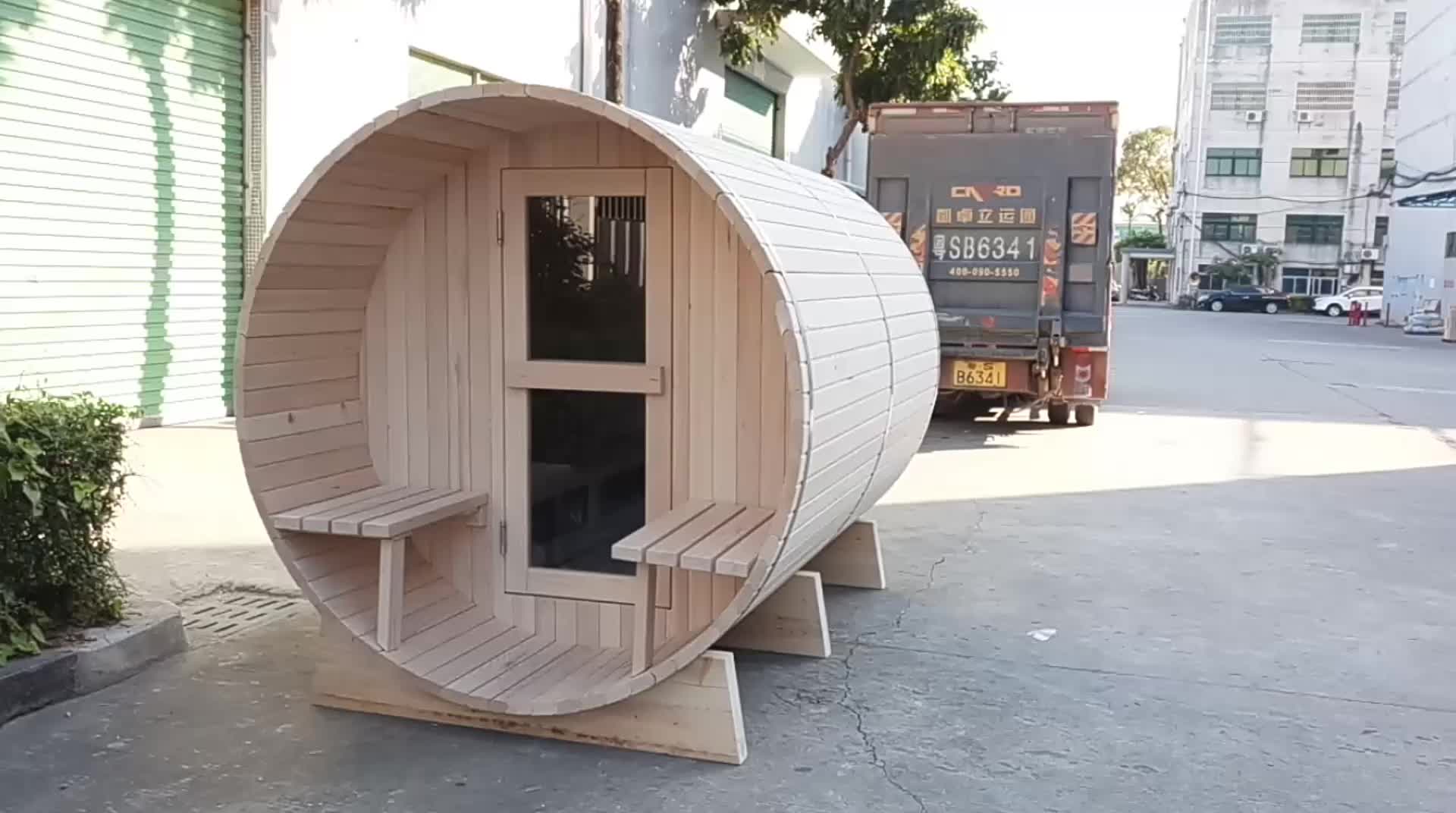 Hemlock Deluxe Outdoor Finnish Barrel Wood Sauna With Favourable Price