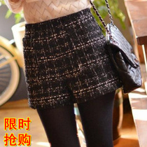 秋<em>冬装</em>新品粗花呢女士<em>短裤</em>小<em>香风</em>毛呢靴裤中腰