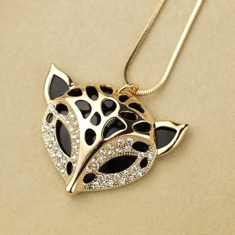 【又见春暖花开时】狐狸头<em>毛衣</em>链长款韩国韩版