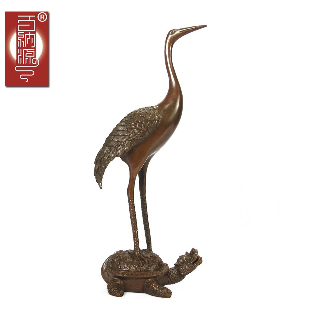 百纳源 铜龟鹤 铜鹤 铜龙龟仙鹤独占鳌头摆件 紫