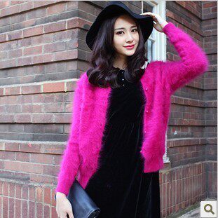 2013秋冬新款珍珠<em>扣骷髅头</em>短款<em>长毛</em>水貂绒开