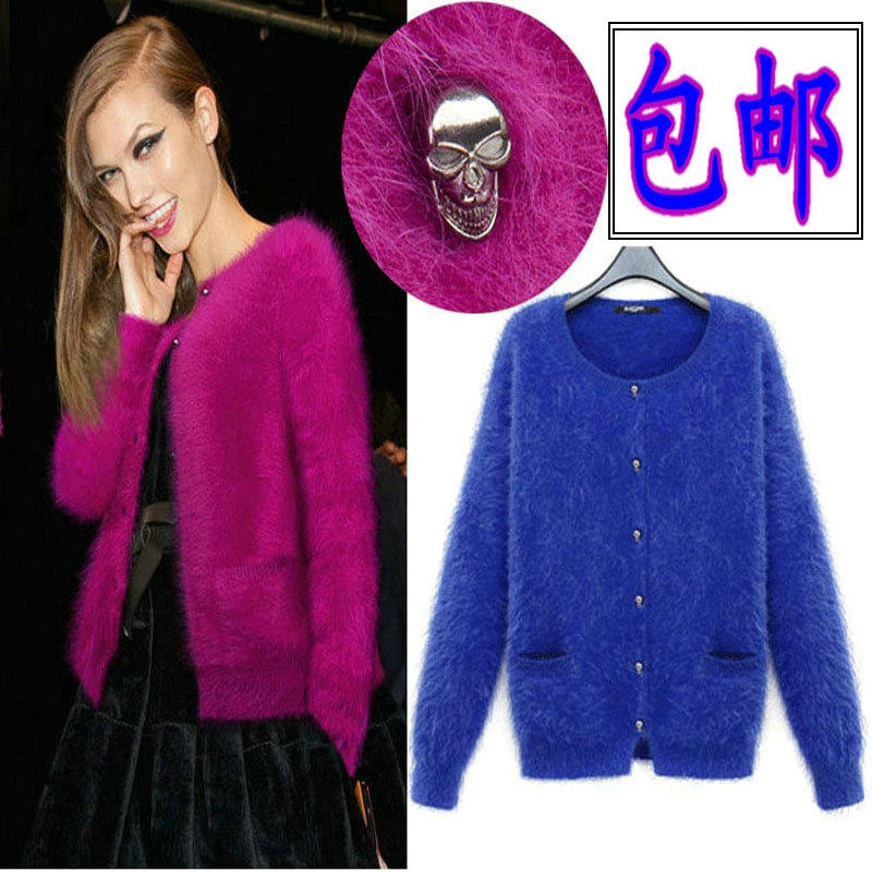 限量欧洲站新款复古deesse<em>骷髅头扣</em>加厚<em>长毛</em>