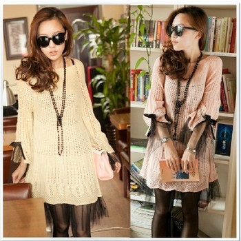 <em>毛衣搭配</em>_韩国大款宽松大码长款下摆蕾丝<em>花边</em>