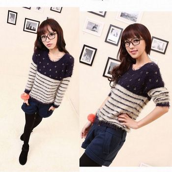 <em>毛衣搭配</em>_2013秋冬新款女装<em>圆领</em>套头韩版海军