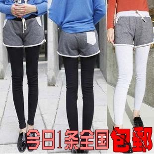 打底裤搭配_秋冬季款<em>加绒加厚</em>假两件打底裤裙