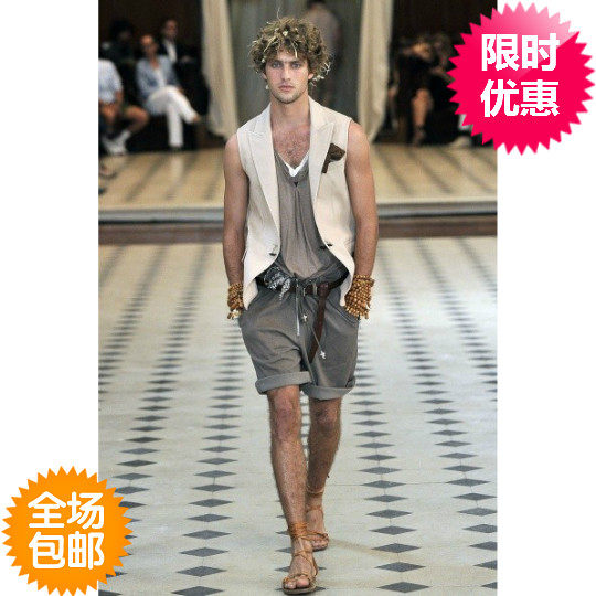 新款欧美走秀款英伦风<em>男士</em>无袖<em>西装</em>领<em>马甲</em>潮流