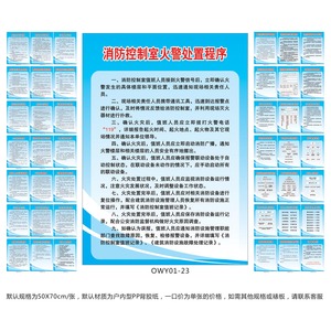 -小区物业制度牌墙贴画 消防控制室火警处置程