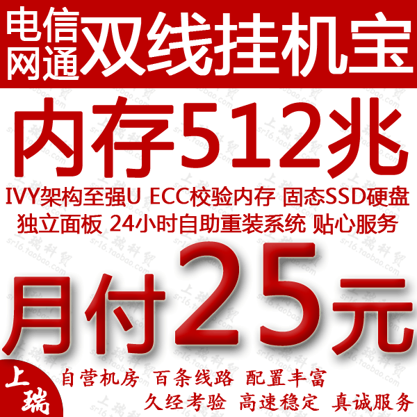 电信网通云挂机宝VPS 内存512独立面板固态硬