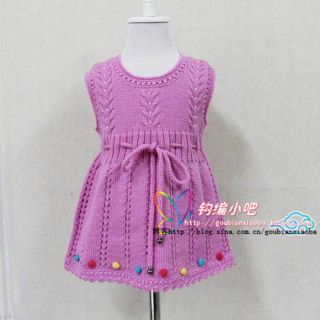 <em>手工编织</em>毛线宝宝<em>背心裙</em>/珍珠裙衫材料,0基础
