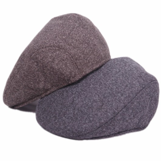 中老年男式鸭舌帽羊毛呢 男士棉帽帽子中年 英