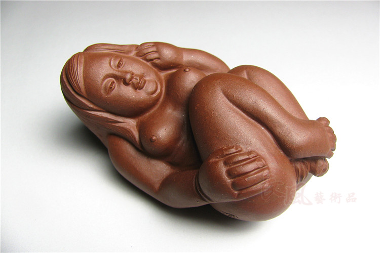 紫砂裸体美女茶宠喷水 性感女人茶玩茶趣 工艺