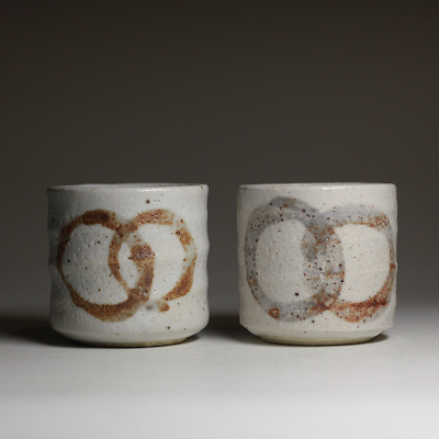 日本柴烧 濑户烧 绘志野杯 一对价 木盒|一淘网