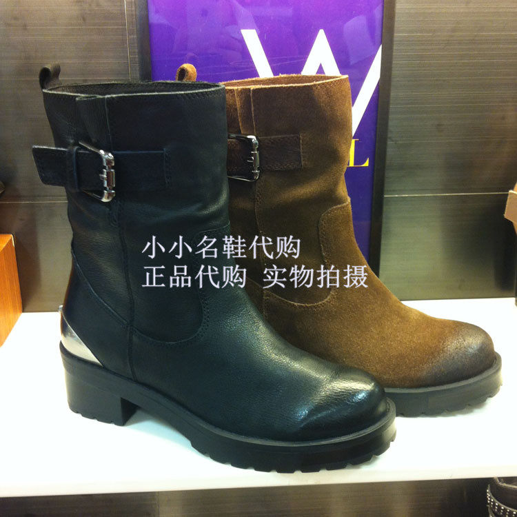 <em>妙丽女靴</em>正品代购2013冬款靴子圆头中跟骑士