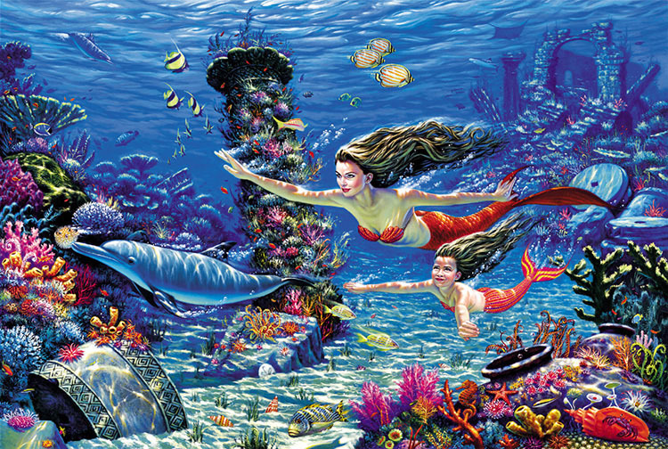 美人鱼-瑰丽的海底成人拼图1000片拼图儿童益