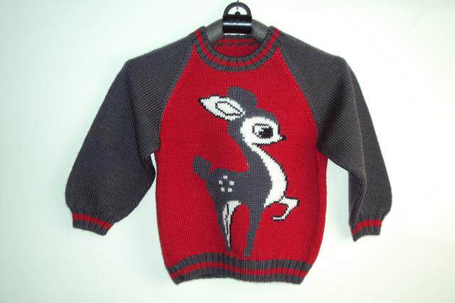 新款纯手工<em>编织</em>1-<em>3周岁儿童毛衣</em>三利线梅花鹿