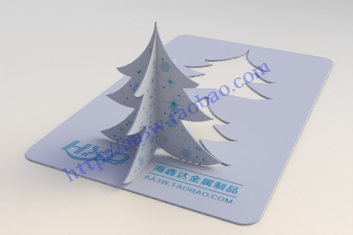 金属名片 不锈钢圣诞节日立体折叠卡片 DIY镂空