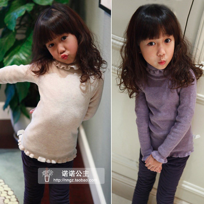 年货自留款<em>女童</em>保暖羊绒衫 木耳边<em>高领长款</em>打