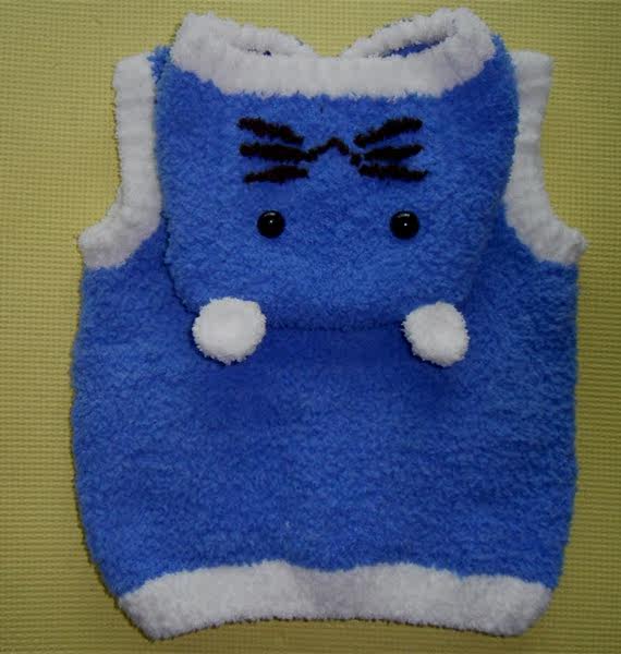 纯手工<em>编织珊瑚绒</em>毛巾线儿童背心<em>小熊马甲</em>宝宝