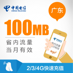 广东电信 流量包100M 本地流量 省内使用 即时