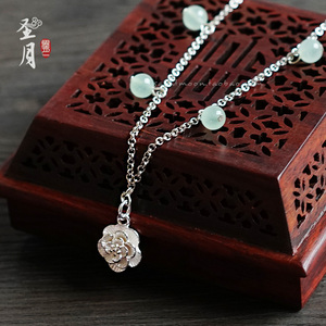 「薄荷荼蘼梨花白」天然浅绿玉翡翠中国风圣月