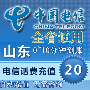 山东电信20元话费充值 手机充话费 自动快充 平