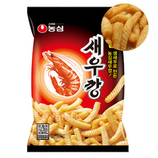  韩国进口 小零食 膨化食品 农心鲜虾味淀粉条辣味虾条 90g