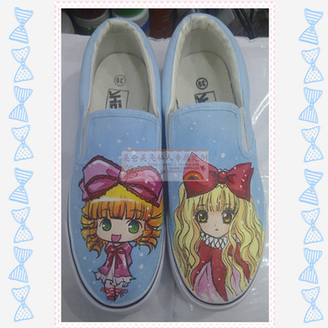 帆布鞋子松糕韩版公主手绘<em>鞋</em>蔷薇<em>少女</em>雏莓守护