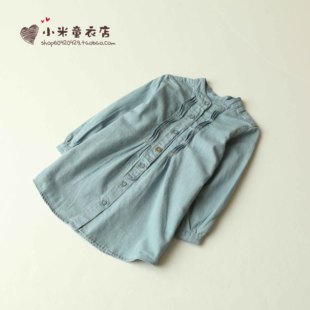  13年女童春装新款 超软牛仔儿童长袖衬衫 休闲长款衬衫