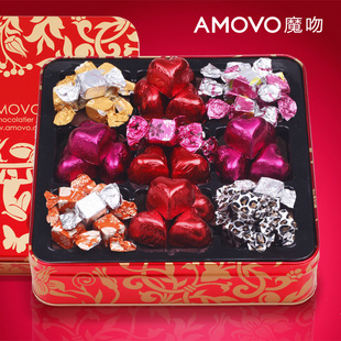  天猫年货 amovo魔吻年货零食礼盒 纯可可脂8口味 手工巧克力 B009