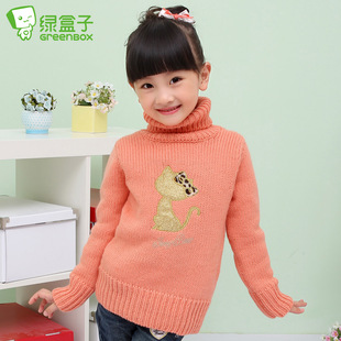 珍妮贝尔<em>女童</em>橙色<em>高领毛衣</em>可比巴拉巴拉笛莎 