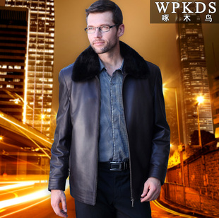  12新款 男款绵羊皮皮衣 进口水貂毛领真皮尼克服脱卸 整貂皮内胆