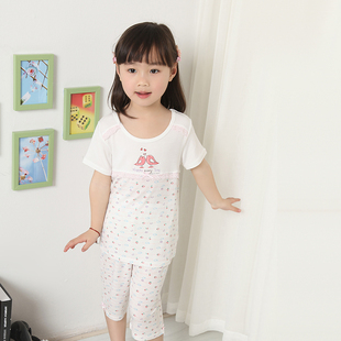  儿童睡衣 女童 夏 莫代尔柔软助睡款 女童睡衣短袖短裤打底衫套装