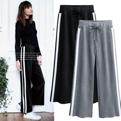 2018春季新款加肥加大阔腿裤女宽松显瘦运动长裤特大码女装200斤