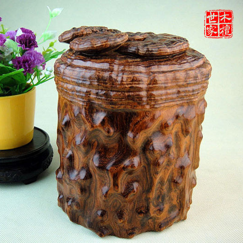 Tan family tree Lobular Rosewood Tea Containers Tea pot auspicious Ganoderma lucidum Storage tank Arts and Crafts Wood carving Decorationin the Tableware , Tea set , Tea caddy category - from Buy2taobao.com to provide professional Taobao agent buy service