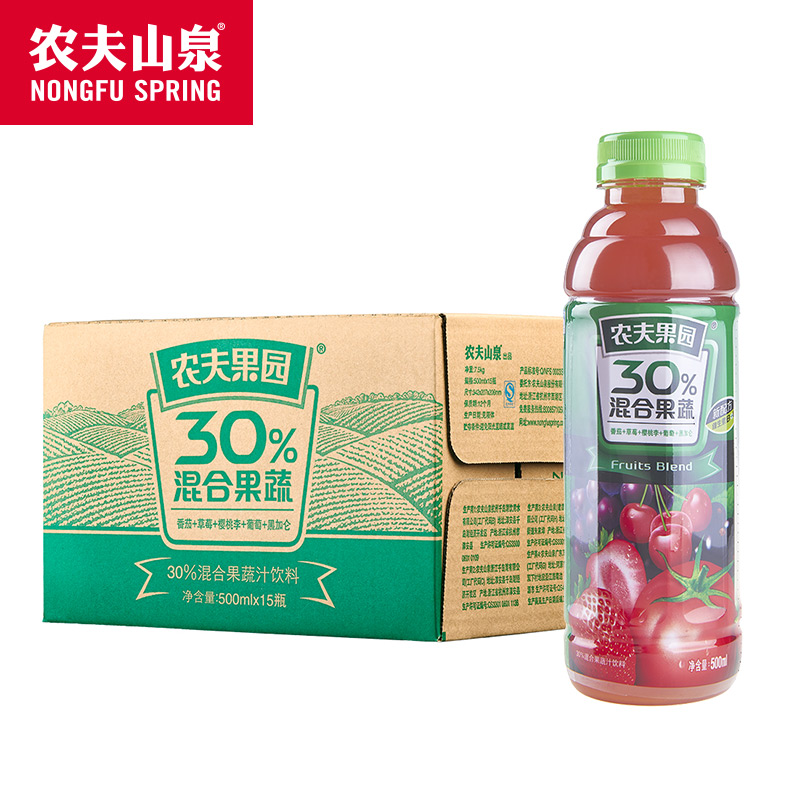 农夫山泉 农夫果园30%混合果蔬汁 番茄草莓500ml*24瓶 限区包邮|ruв категории кофе/хлопья/напиток, напиток, сок, концентрированный сок - от Buy2taobao.com для оказания профессиональной услуги покупки агента Taobao