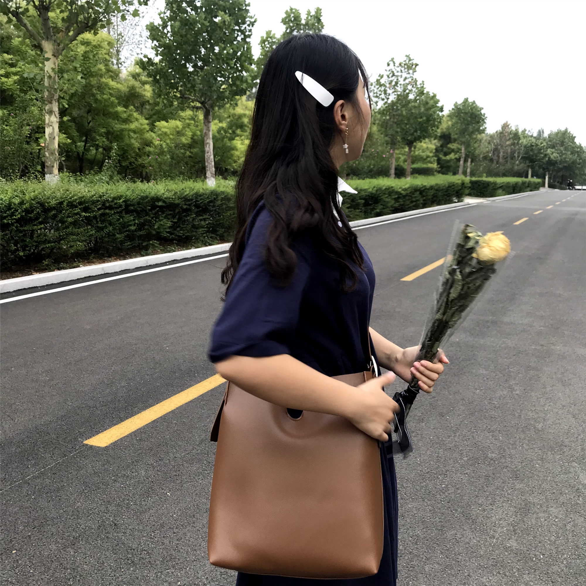 包包女2019春夏新款韩国简约v型pu皮可调节单肩斜挎大水桶子母包|ruв категории Сумки, Г - жа сумки - от Buy2taobao.com для оказания профессиональной услуги покупки агента Taobao