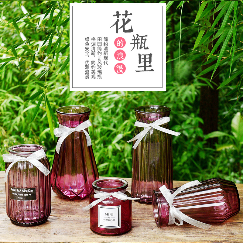 ins风小清新彩色客厅仿真花花瓶水培植物鲜花插花透明玻璃瓶摆件在类目 家居饰品, 花瓶/花器/仿真花/仿真饰品, 花器/花瓶, 花瓶中 - 来自Buy2taobao.com提供专业的淘宝代购服务