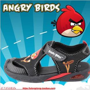  XY中大童凉鞋男真皮凉鞋愤怒的小鸟 儿童拖鞋镂空凉鞋运动鞋皮凉