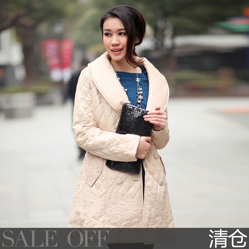 Lush clearance sale 100% counter cuts the sign place special 2012 Ai Fudong lapel pure color promoted the cotton service coat