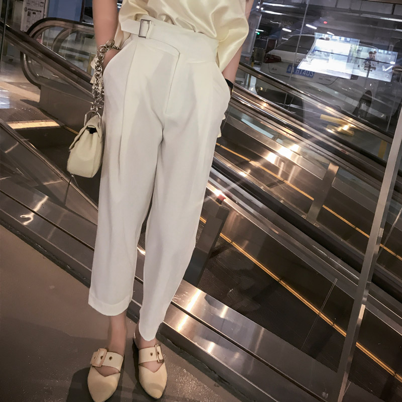 ins纯白色西装哈伦裤女2019新款宽松萝卜裤高腰花苞直筒裤子夏薄在类目 女装/女士精品, 裤子, 西装裤/正装裤中 - 来自Buy2taobao.com提供专业的淘宝代购服务
