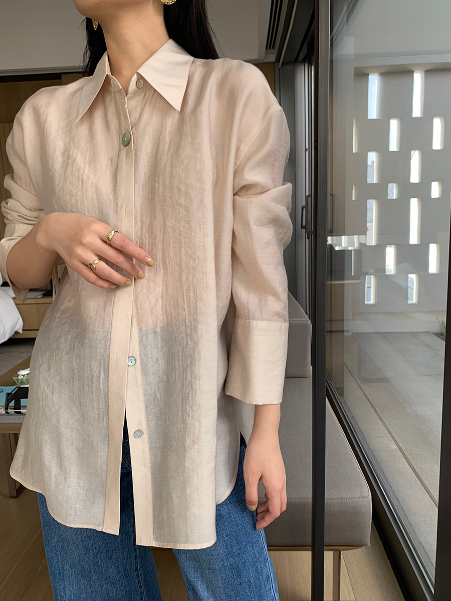 MARYME2019春季新款透气亲肤抽绳设计贝壳扣光泽感褶皱天丝衬衫女在类目 女装/女士精品, 衬衫中 - 来自Buy2taobao.com提供专业的淘宝代购服务