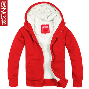  优之良衫 冬装新款羊羔绒情侣外套 男女装加厚卫衣情侣装韩版棉衣