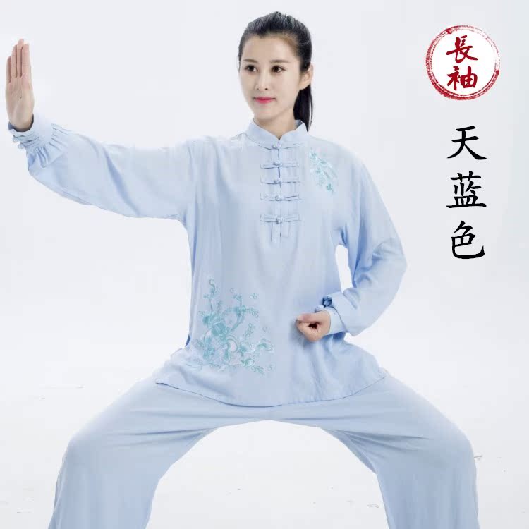 太极服装夏装透气薄款女亚麻晨练服中老年中长袖武术演出服中国风在类目 运动/瑜伽/健身/球迷用品, 跆拳道/武术/搏击, 太极, 太极服中 - 来自Buy2taobao.com提供专业的淘宝代购服务