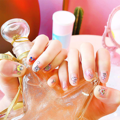 拉面丸子卡通可爱小清新指甲贴少女夏季日系小清新甲片饰品美甲贴