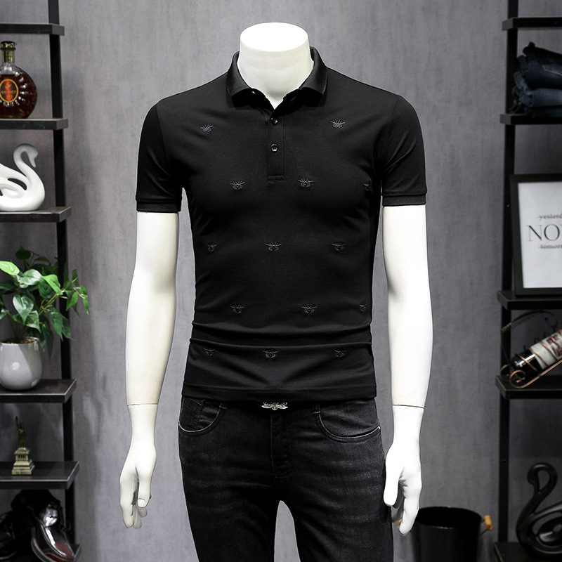 Europe station men's wear summer man Spider Embroidery Paul Youth Lapel half sleeve golf Short sleeved T-shirt polin the Men's clothing, Polo Shirts category - from Buy2taobao.com to provide professional Taobao agent buy service